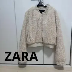 【ZARA】白　もこもこ　アウター　ショート丈