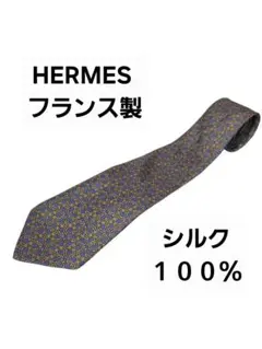 未使用級HERMES シルク100% ネクタイ 幾何学模様