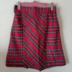 赤 チェック 柄 スカート L