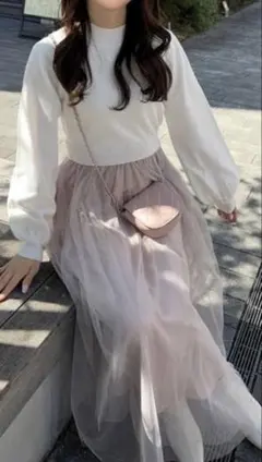 ニットワンピース ロングスカート