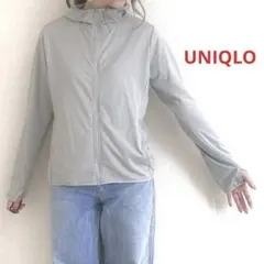 ユニクロ エアリズムUVカットメッシュパーカ フルジップ グレー AIRism