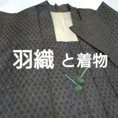 大島紬着物 と羽織ブラウン系㊴