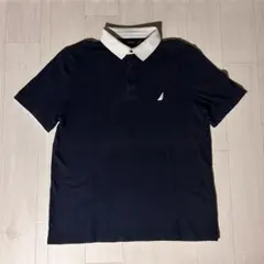 NAUTICA ノーティカ 半袖ポロシャツ ネイビー×ホワイト XL