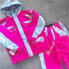 【希少】スノーウェア上下セット ユニセックス ペイズリー スキーウェア ピンク