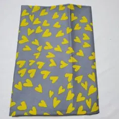 コットンこばやし　ハート柄(イエロー × グレー)