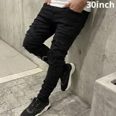 ダメージデニム　ストレッチ　パンツ　腰履き　ukドリル　スリムフィット　dripのサムネイル