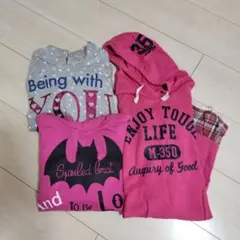 女の子春服140cm トップス3着セット　パーカー　ワンピース　裏毛(裏パイル)
