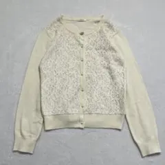 CINEMA CLUB/ハニーズ/レース切替カーディガン/パールボタン/M