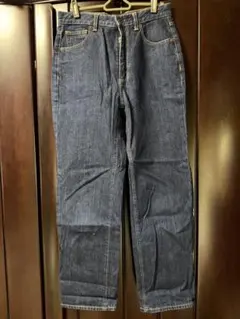 GU ジーユー ハイウエストストレートジーンズ L ネイビー レディース