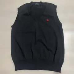 POLO 黒のVネックベスト 赤い刺繍ロゴ