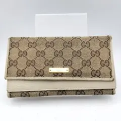 グッチ　長財布　財布　ウォレット　GGキャンバス　ホワイト