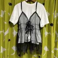 透け感リボン付きキャミソール 4L 大きいサイズ　※Tシャツなし