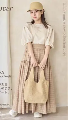 完売 ティアードスカート ベージュ tal.by yumi しまむら L