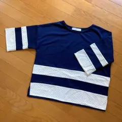 Ray Cassin レディース カットソー 七分袖 ネイビー レース