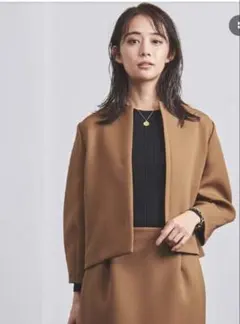 UNITED ARROWS ノーカラージャケット ブラウン　36