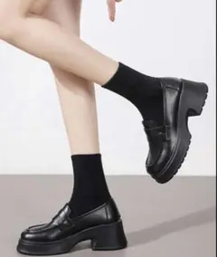 SHEIN 厚底 靴 ローファー ブラックレディース ボリューム 韓国 23cm