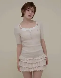 ANDMARY Cyndi frill knit mini dress