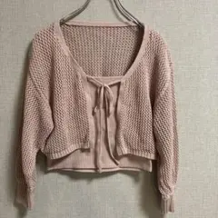 ピンク クロップドカーディガン