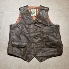 Target レザーベスト　本革　牛革　茶色　ブラウン　XL