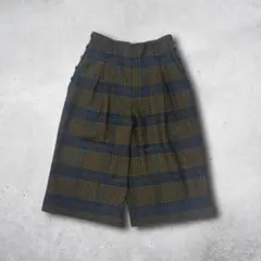 vintage チェック ハーフ丈 パンツ ワイド M グランパコア トラッド