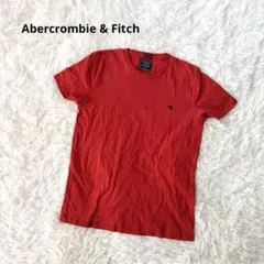 アバクロ Tシャツ 半袖 ワンポイント刺繍 ムースロゴ コットン 赤 メンズ S