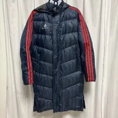 adidas ダウンコート ネイビー/レッド フード付き　ベンチコート　サッカー