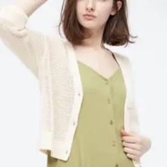 UNIQLO アイボリー メッシュカーディガン Mサイズ