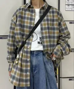 【即発送可】ルーズシルエットチェックシャツ ユニセックス