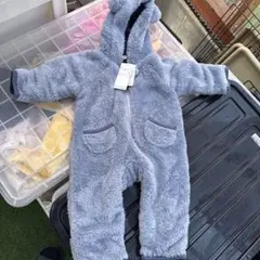 petit main フード付きロンパース グレー F