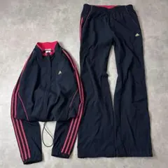 adidas アーカイブ セットアップ M 紺×ピンク 金刺繍 ドローコード