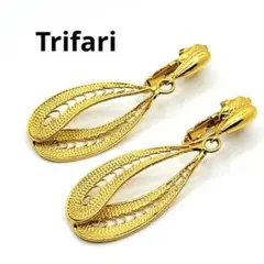 【美品】Trifari トリファリ ヴィンテージ ゴールドイヤリング 希少