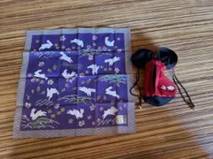 小風呂敷 ハンカチ うさぎ 巾着 花 和柄 ごまめ屋 2個セット