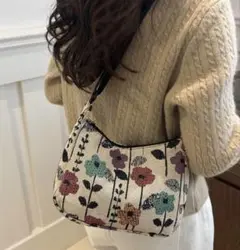 【新品】フラワー柄 刺繍 ミニショルダー ショルダーバッグ エスニック 北欧