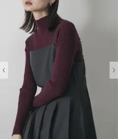 SENSE OF PLACE ストレッチリブハイネックセーター ボルドー　赤紫