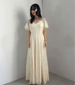 AMERI SCALLOP LACE EMPIRE DRESS
