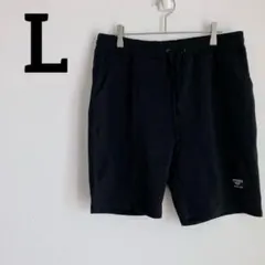 ノーブランド 【L】ブラック ショートパンツ ドローストリング付き
