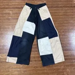 パッチワークデザイン ワイドパンツ
