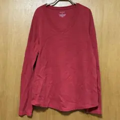 SONOMA 赤 長袖 VネックTシャツ【サイズ L】リブ編み