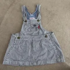 miki HOUSE ストライプオーバーオール M