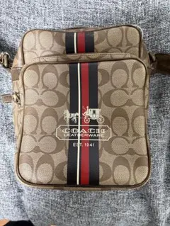 COACH レザーショルダーバッグ ストライプ