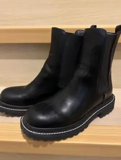 レザー サイドゴアブーツ ブラック