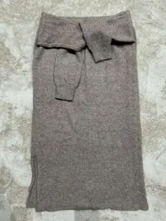 Mila Owen ニットロングスカート Fサイズ ブラウン 裏地あり スリット