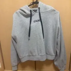 グレー フード付き クロップドスウェット M