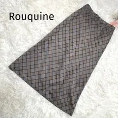 ルキネ スカート ロング丈 グレー系 チェック柄 日本製 ウール混 上品 秋冬