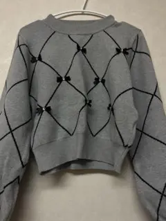 2日以内に発送⭕️MAJESTIC LEGON リボン ニット グレー