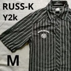 【極美品・Y2K】RUSS-K ストライプシャツ 黒 お兄系 平成レトロ 00sのサムネイル