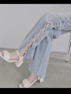 OLIVE des OLIVE サイドレースアップストレッチフレアパンツSサイズのサムネイル