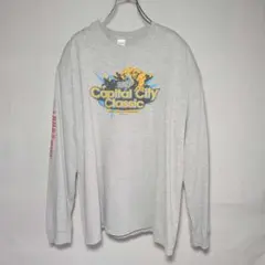 GILDAN ギルダン 長袖カットソー 前後プリントXL グレー❎