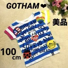 【美品】GOTHAM キャラクター カラフル ストライプ Tシャツ 100cm