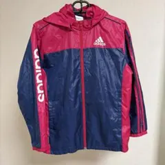 adidas フード付きジャケット 150cm ネイビー/ピンク　シャカシャカ